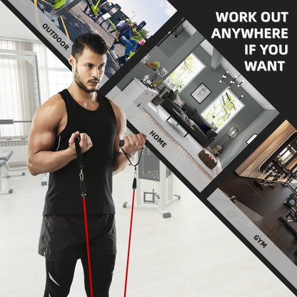 Resistance Bands Set with Handles for Stretching, Gym, Muscle Training, and Home Workouts